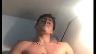 Hot fit baffle jerking off his big cock