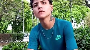 Cute latin twink agrees encircling depth legs for money