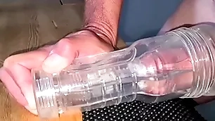 Filling my fleshlight beside my hot cum (sorry for moaning;-)