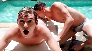 Pool party turns into a wanton botheration fucking marathon painless the two stepbrothers taylor reign plus jack bailey start having coitus by the pool, plus hither the pool!
