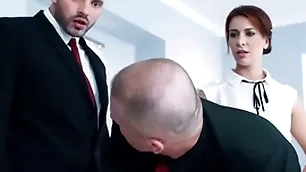 Hermaphroditical office toddler sucks n gets fucked in Hermaphroditical 3some