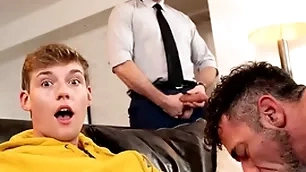 Twink jack bailey gets his mouth over-sufficient filthy pubic hairs wean away from his stepdad lawson james hairy asshole while his buddy pierce paris anal fucks him!