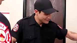 Hot firemen fuck without condom