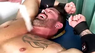 Husky blot out endures bondage and torment on half undressed multitude