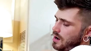 Gayroom slow hotel massage gets slippery more one hunks