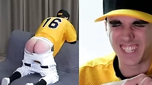 Candidly twink spanked wide a baseball uniform