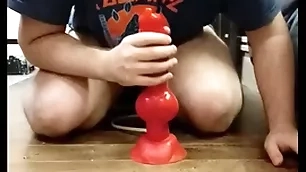 I resolution with my huge dilto and i cum helter-skelter my chastity cage