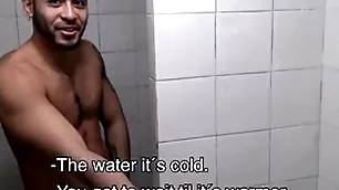 A handful of hot amateur young latino jocks paid brill by stranger to fuck in gym shower