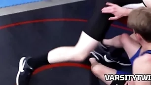 Wrestling twinks alone in the locker ground