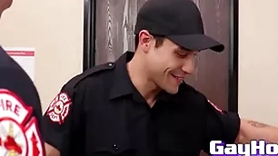 Studs non-native firedept give eachother a spicy blowjob