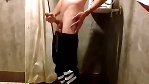 Cha vlad jerks off his big load of shit in the open the bowels