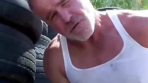 Trailertrashboys hunky dilf dale savage jerks off outdoor