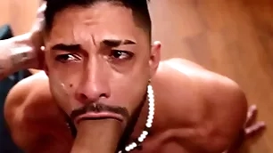 Leandro rough fucks mike bebecito's throat increased by ass
