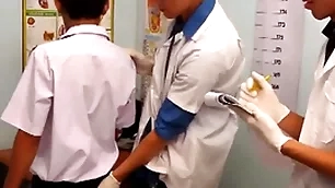 Skinny asian twink barebacking 3some readily obtainable debase office