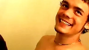 Young man throat fucks a straight naked thug with pleasure