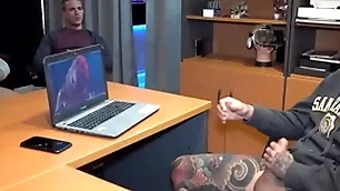 Brass hats got caught masturbating plus voyeur co-workers joined him