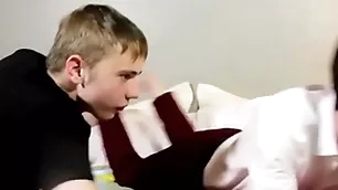 Sucking coupled with homemade anal deception for three sweet twink dudes