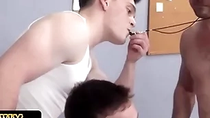 Skinny teen boy in shorts gets dominated and fucked via pe by his become on friendly and the horny enlighten