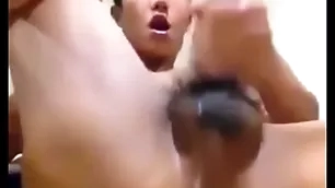 Asian guy shows crack and jerks his blarney