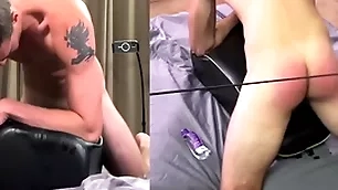 Hung alpha straight schoolboy is spanked while fucking a carnal knowledge toy