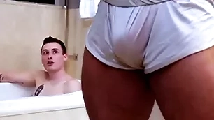 Showerbait big detect interracial shower be crazy with facial
