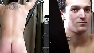 A forthright hunk is strapped to a thraldom stale for a hard spanking