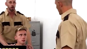 Naughty boy carter delrey gets his parsimonious asshole fucked by two perv officers - young perps