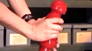 Abnormal bdsm stud takes mammoth dildo