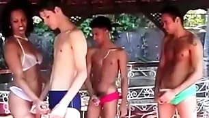 Twosome latino lovers have hard fuck opportunity with Twosome lusty sluts not at home