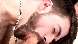 Homosexual young men spill cum after anal lovemaking