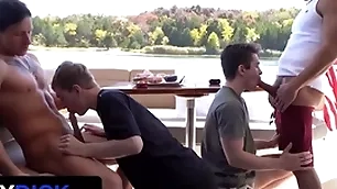 Stepdads jax thirio & dalton riley take turns pounding their twink stepsons on a runabout - familydick