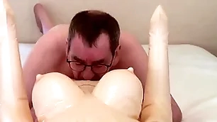 Sex doll creampie & lick