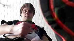 Pov: hot twink makes you revere his sneakers together with cums on you