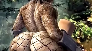 Big pain in the neck rides human cock